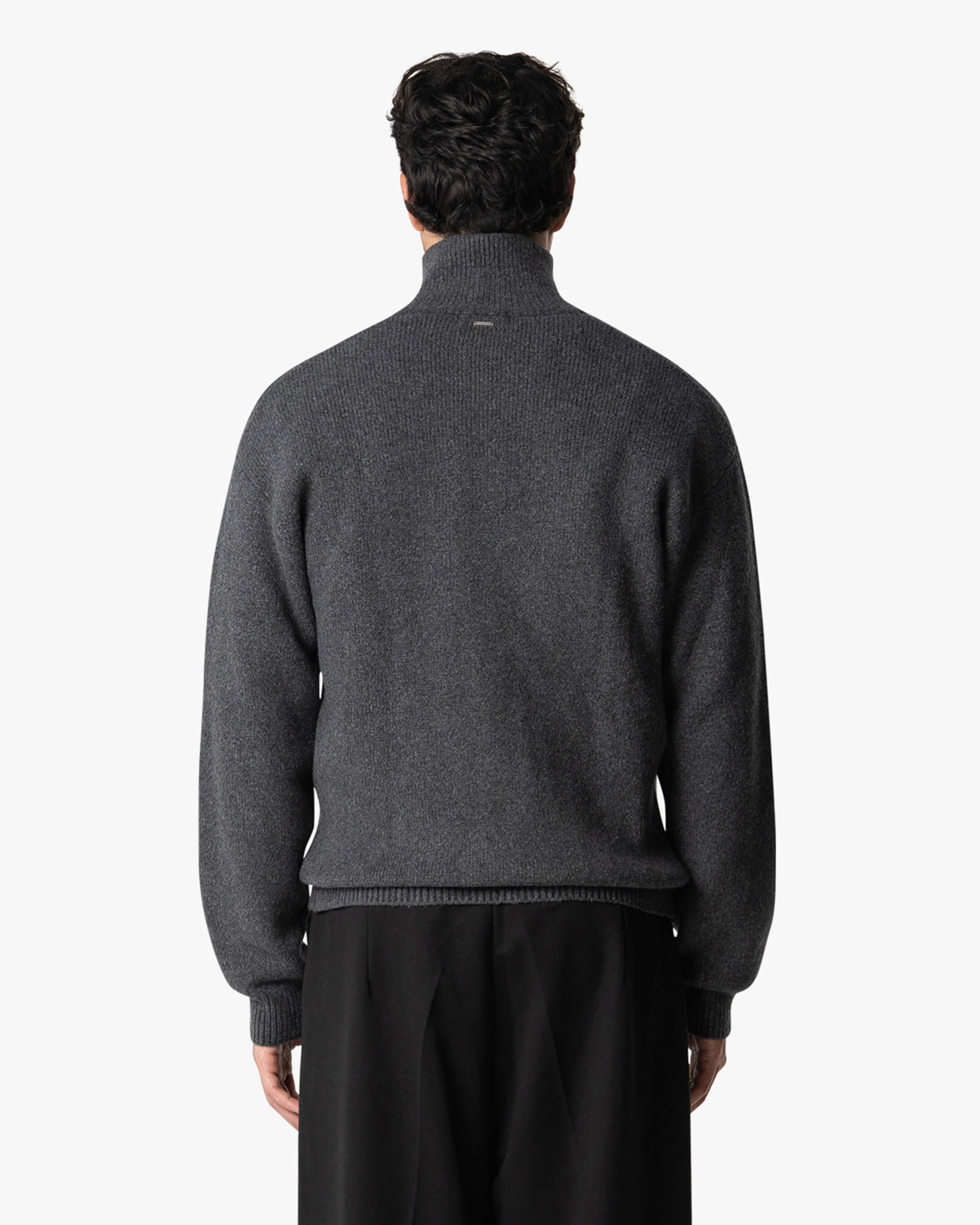 Ventura Baumwoll-Strickjacke mit Reißverschluss- Dunkelgrau Melee