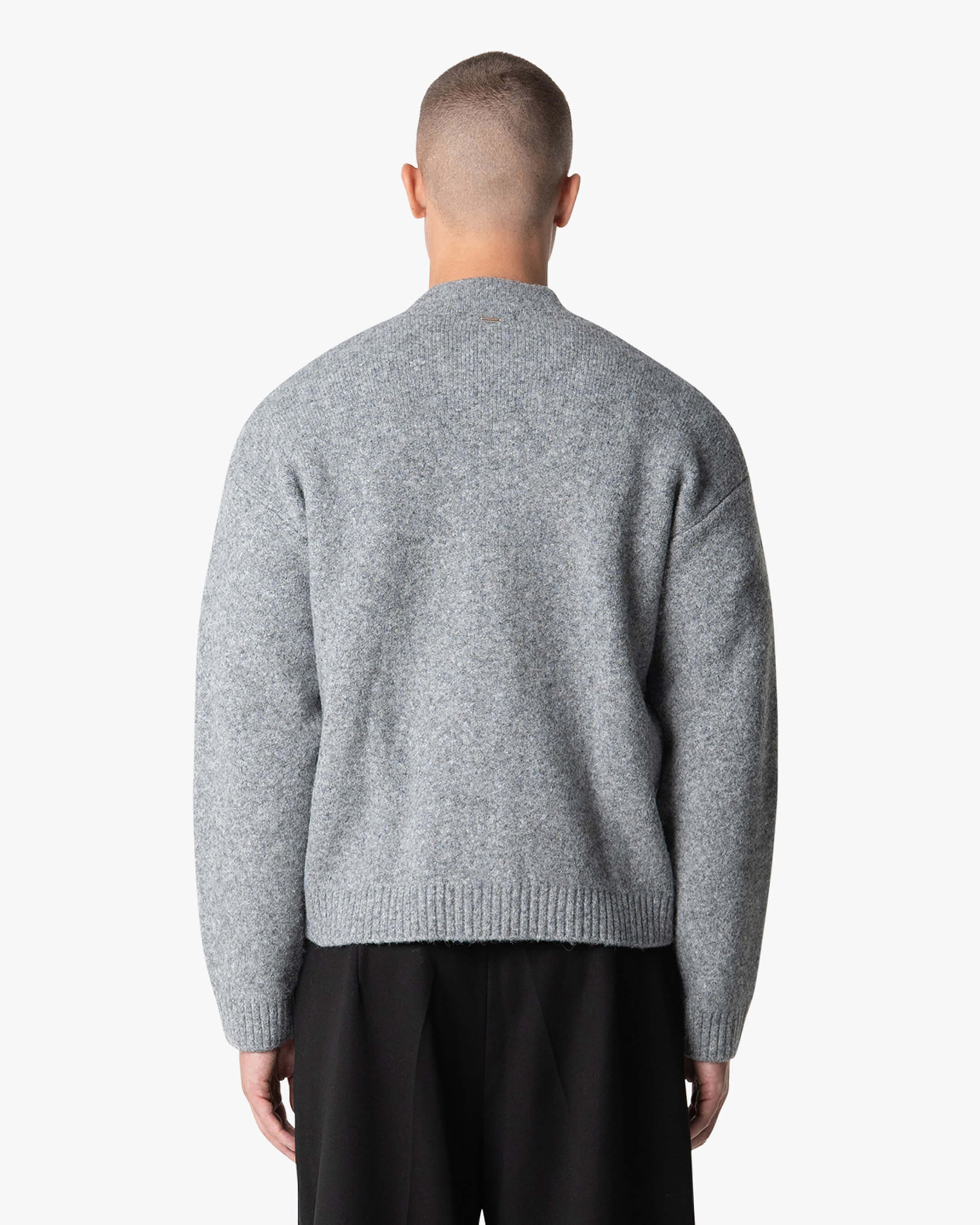 Signore Gebürsteter Strickjacke mit Reißverschluss - Grau Melee