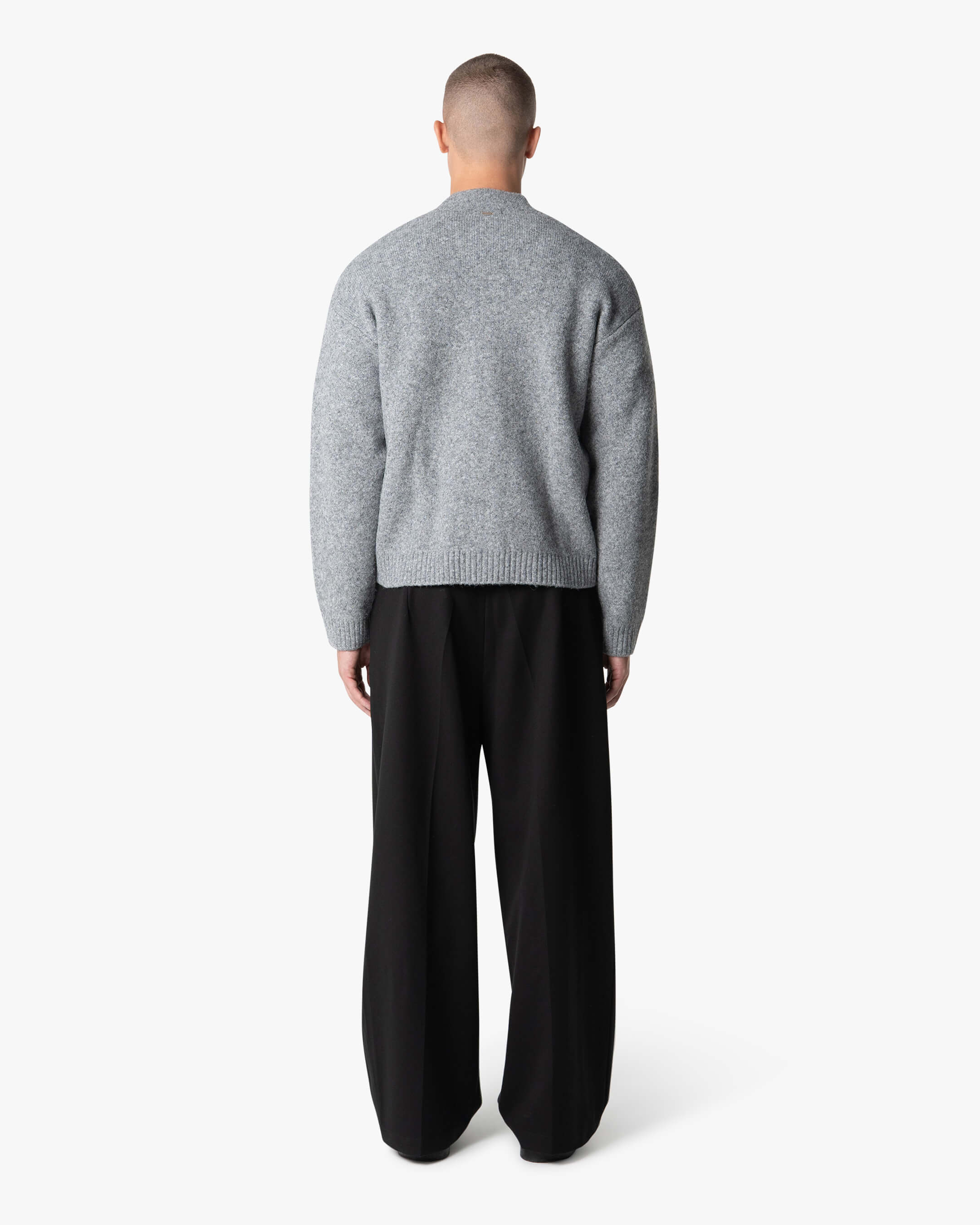 Signore Gebürsteter Strickjacke mit Reißverschluss - Grau Melee