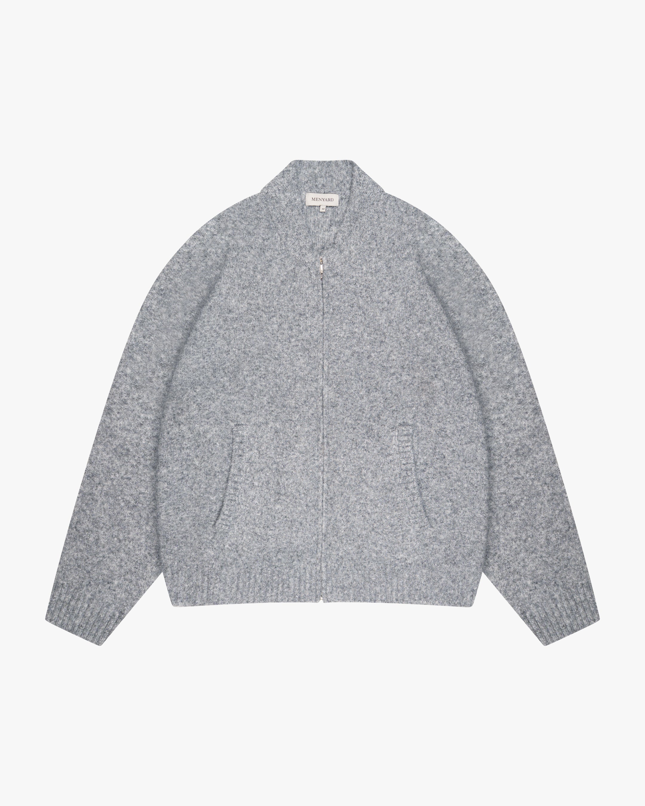 Signore Gebürsteter Strickjacke mit Reißverschluss - Grau Melee