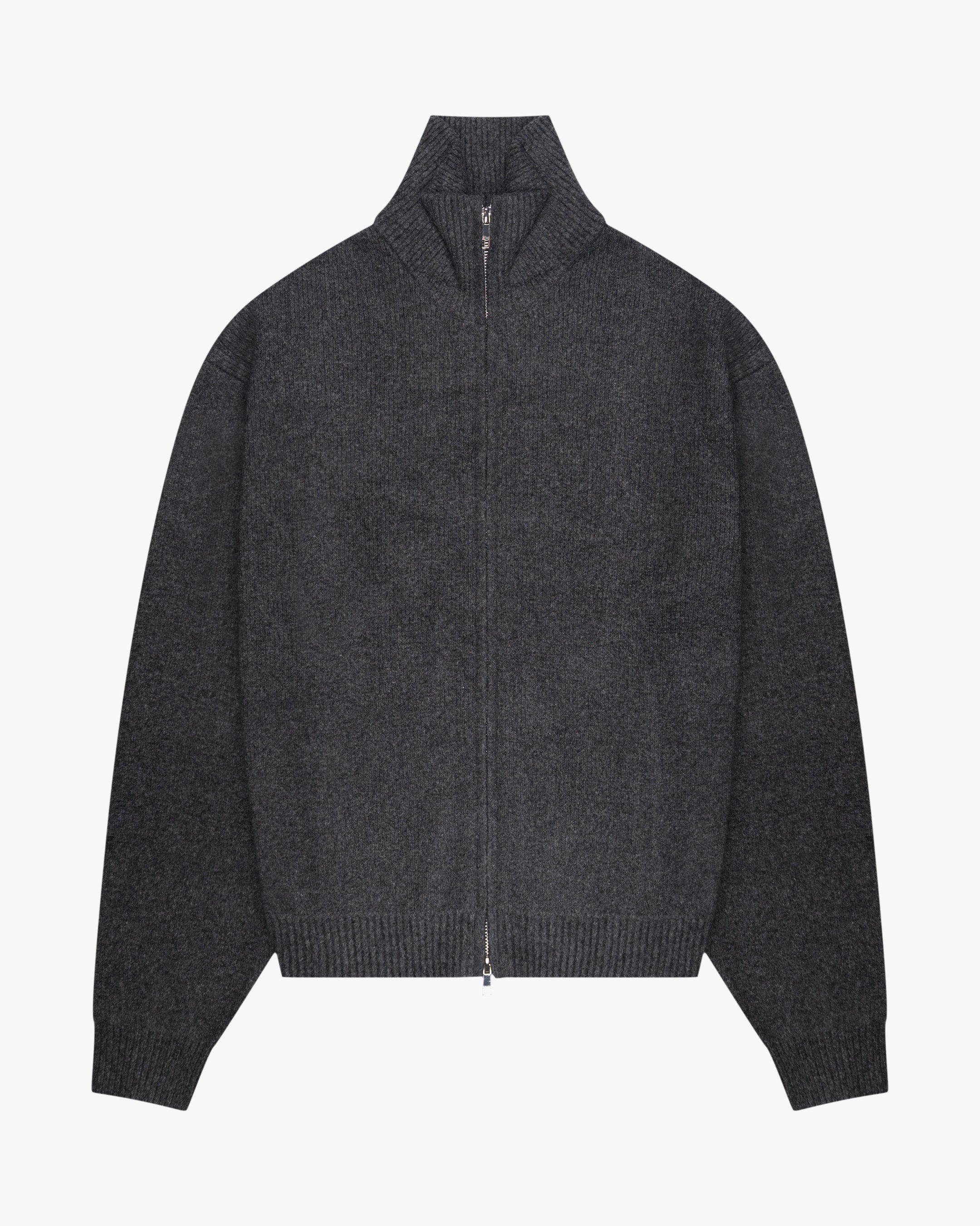 Ventura Baumwoll-Strickjacke mit Reißverschluss- Dunkelgrau Melee