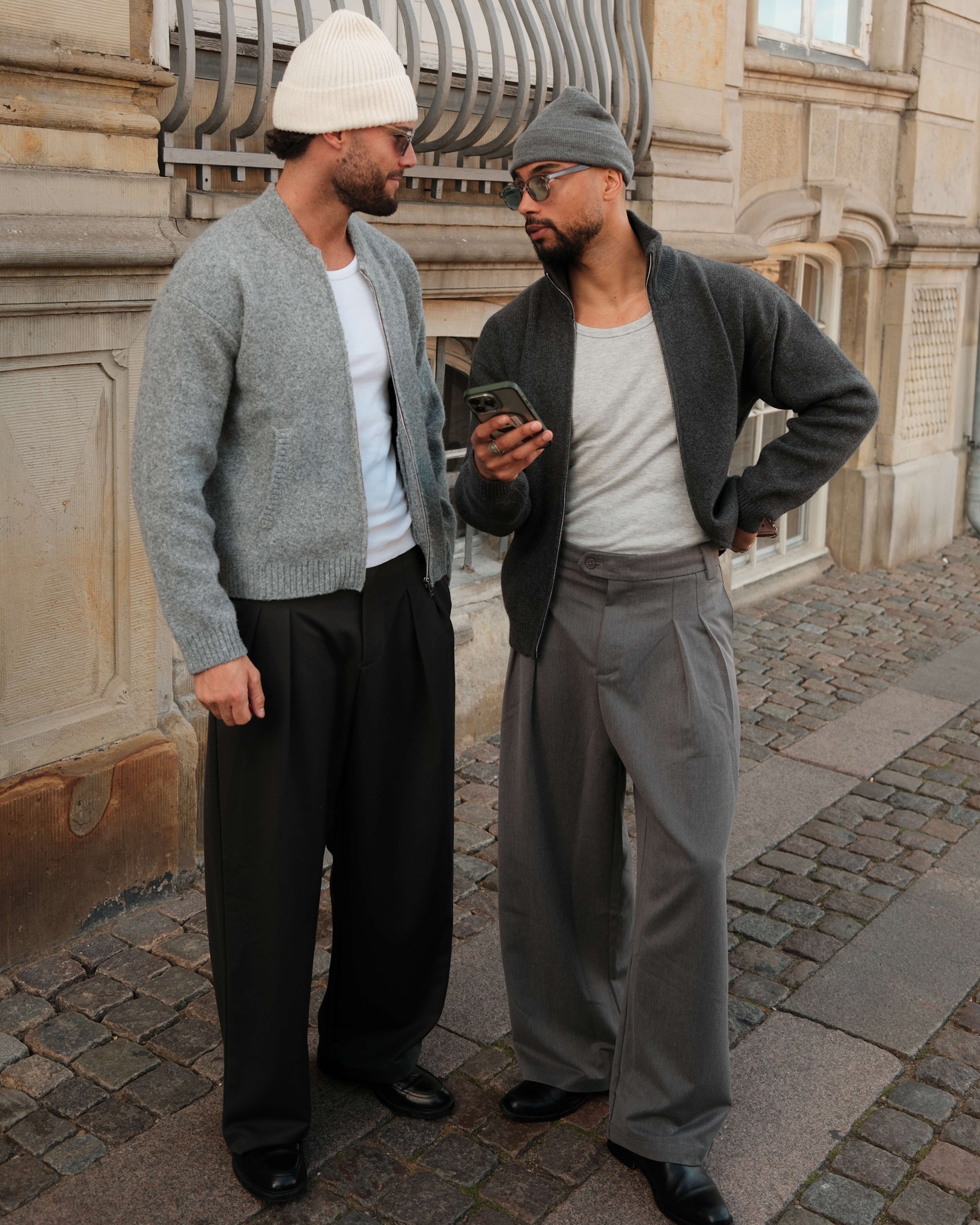 Ventura Baumwoll-Strickjacke mit Reißverschluss- Dunkelgrau Melee