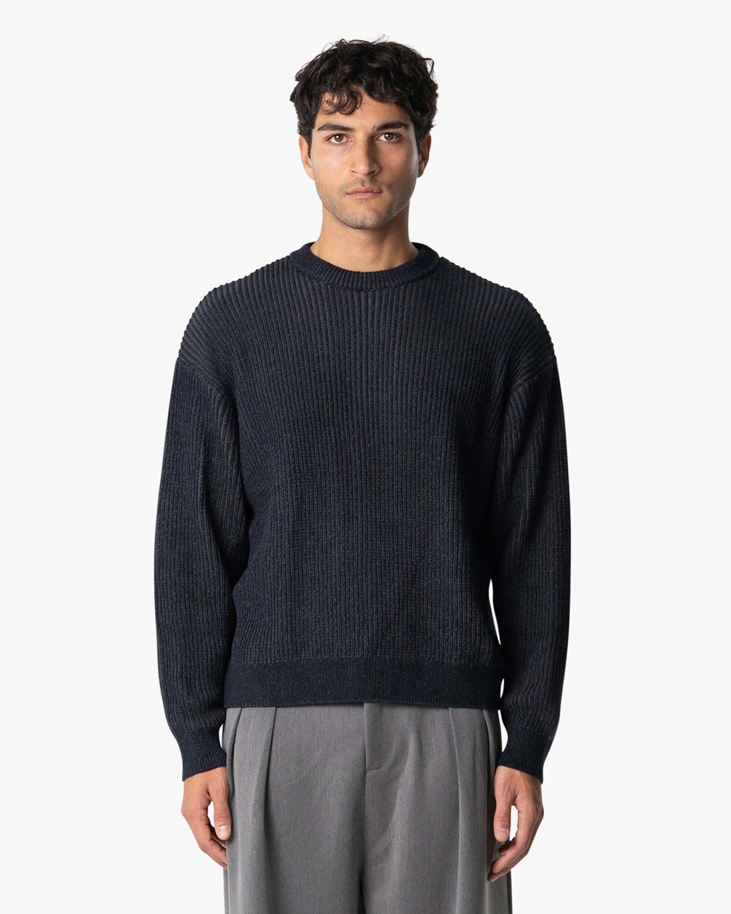 Lima Strickpullover aus Baumwolle - Marineblau/Grau 