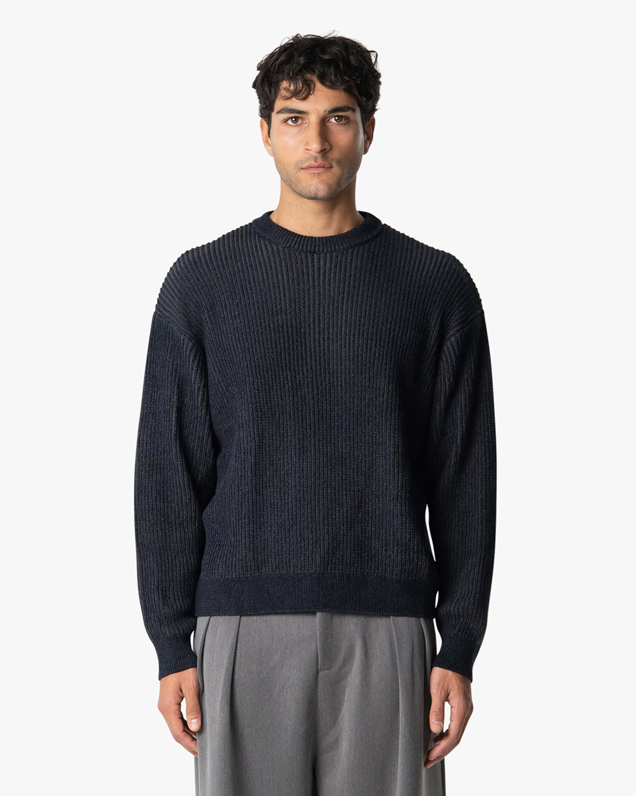 Lima Strickpullover aus Baumwolle - Marineblau/Grau 