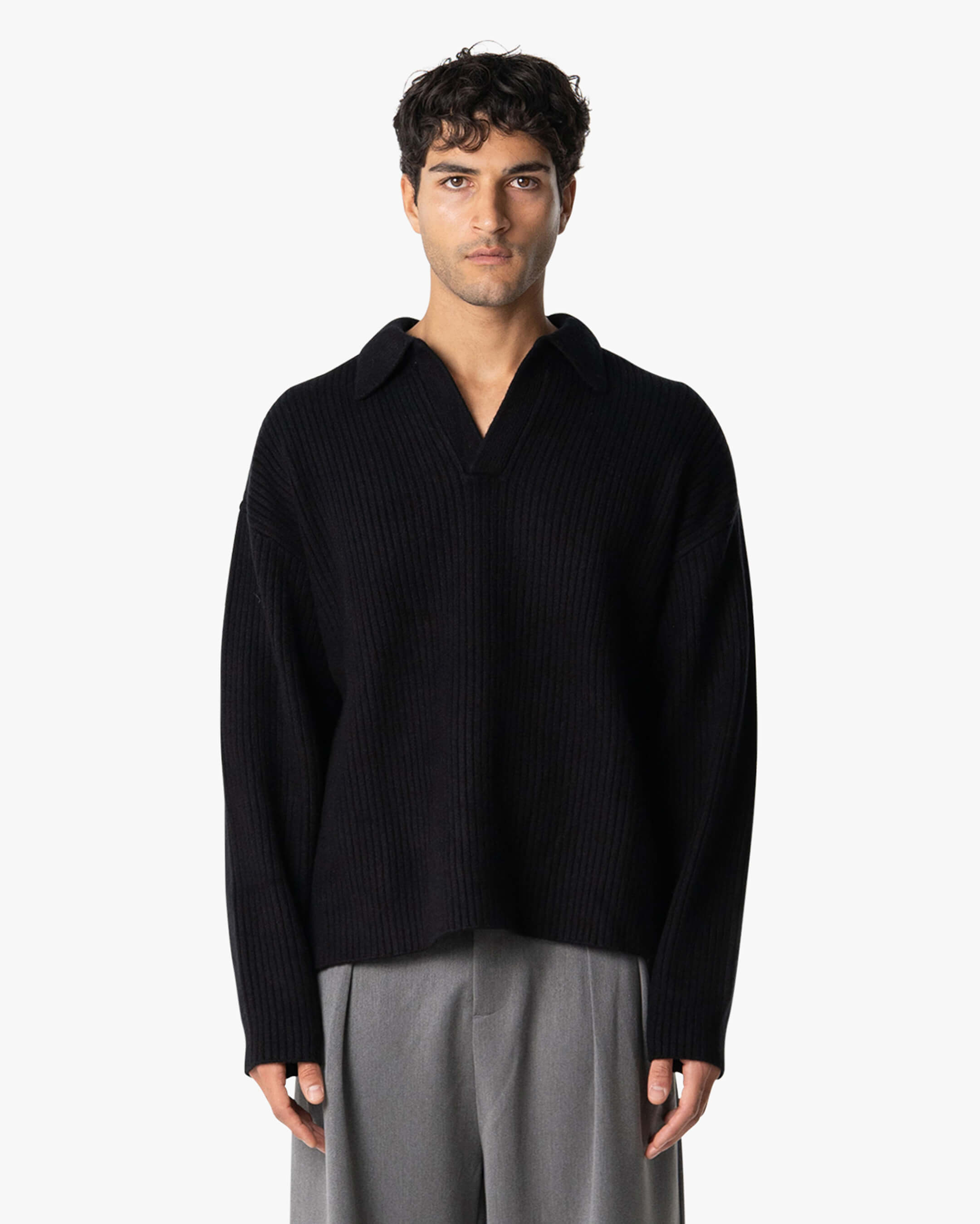 Ravello Übergroßer-Pullover aus Baumwolle mit V-Ausschnitt