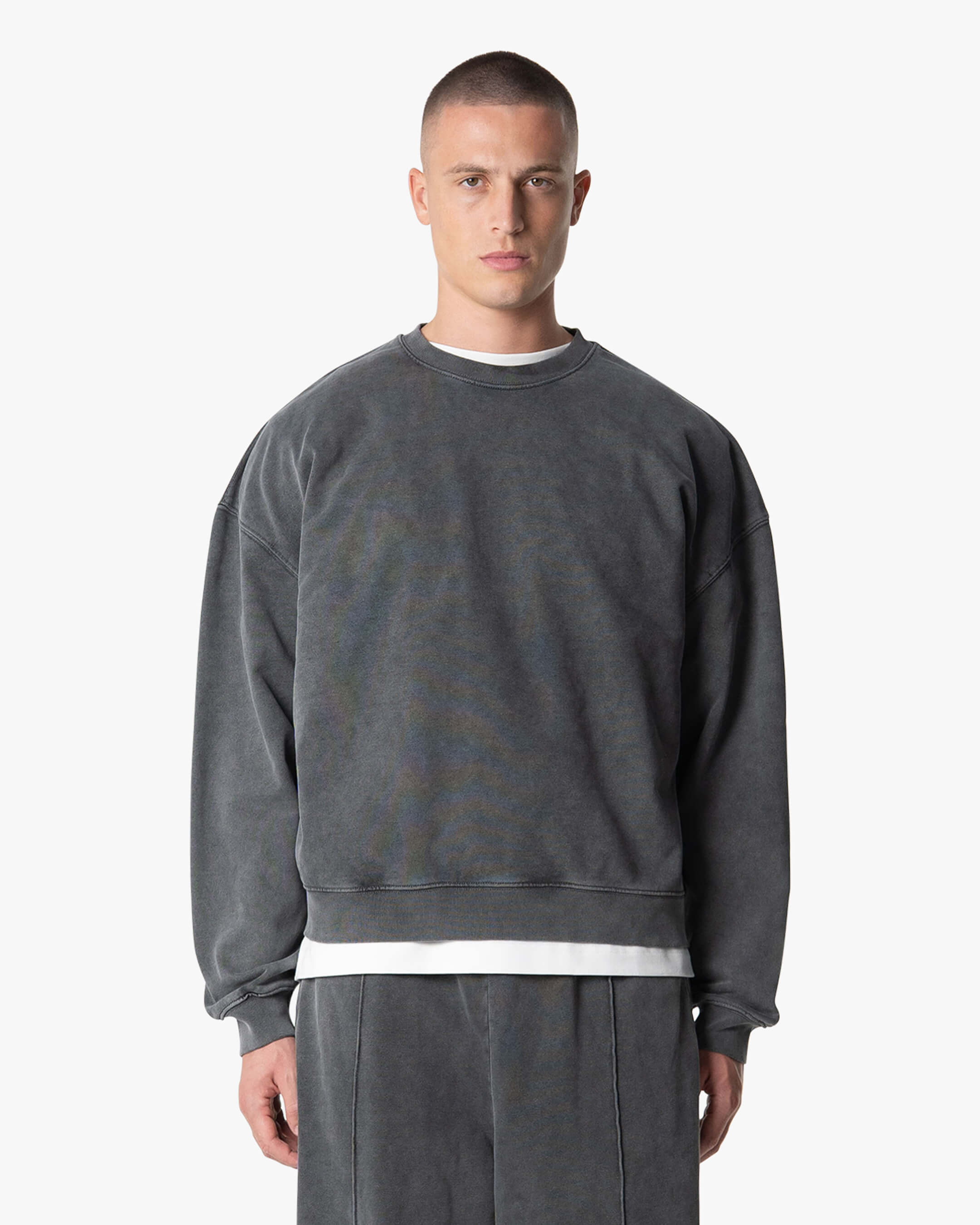 Acid Wash Übergroßer Pullover