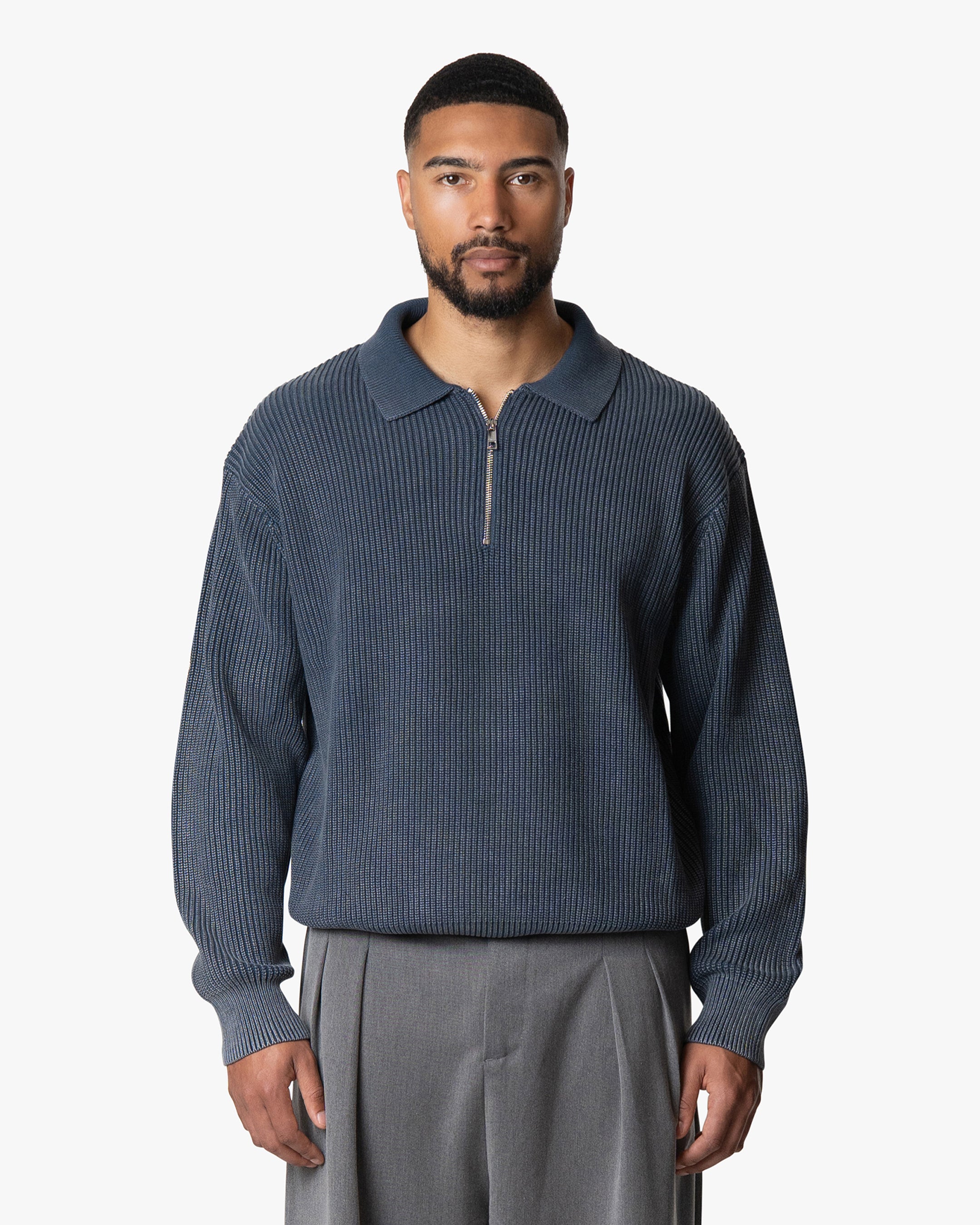Orazio Baumwollstrickpullover mit halbem Reißverschluss 