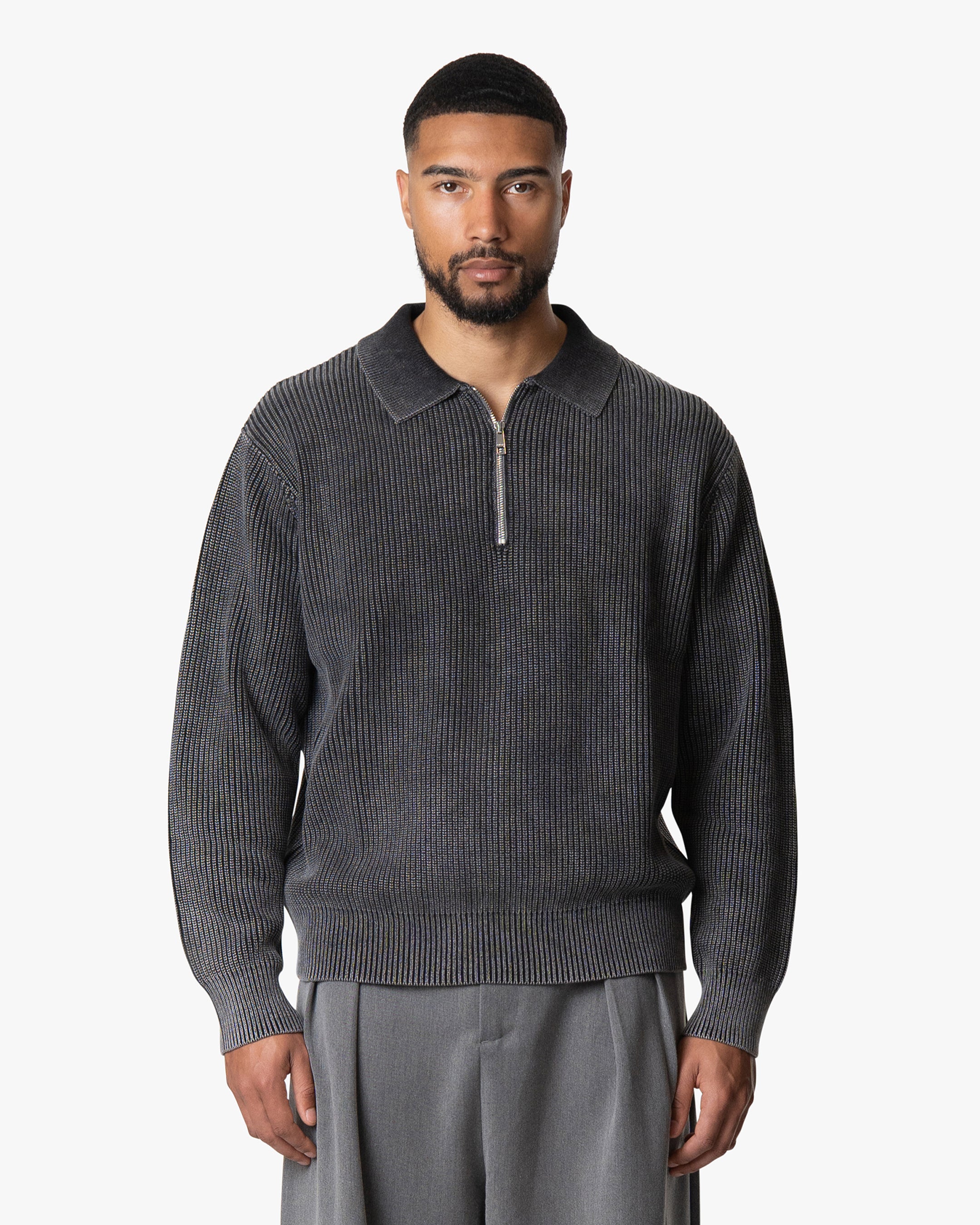 Orazio Baumwollstrickpullover mit halbem Reißverschluss 