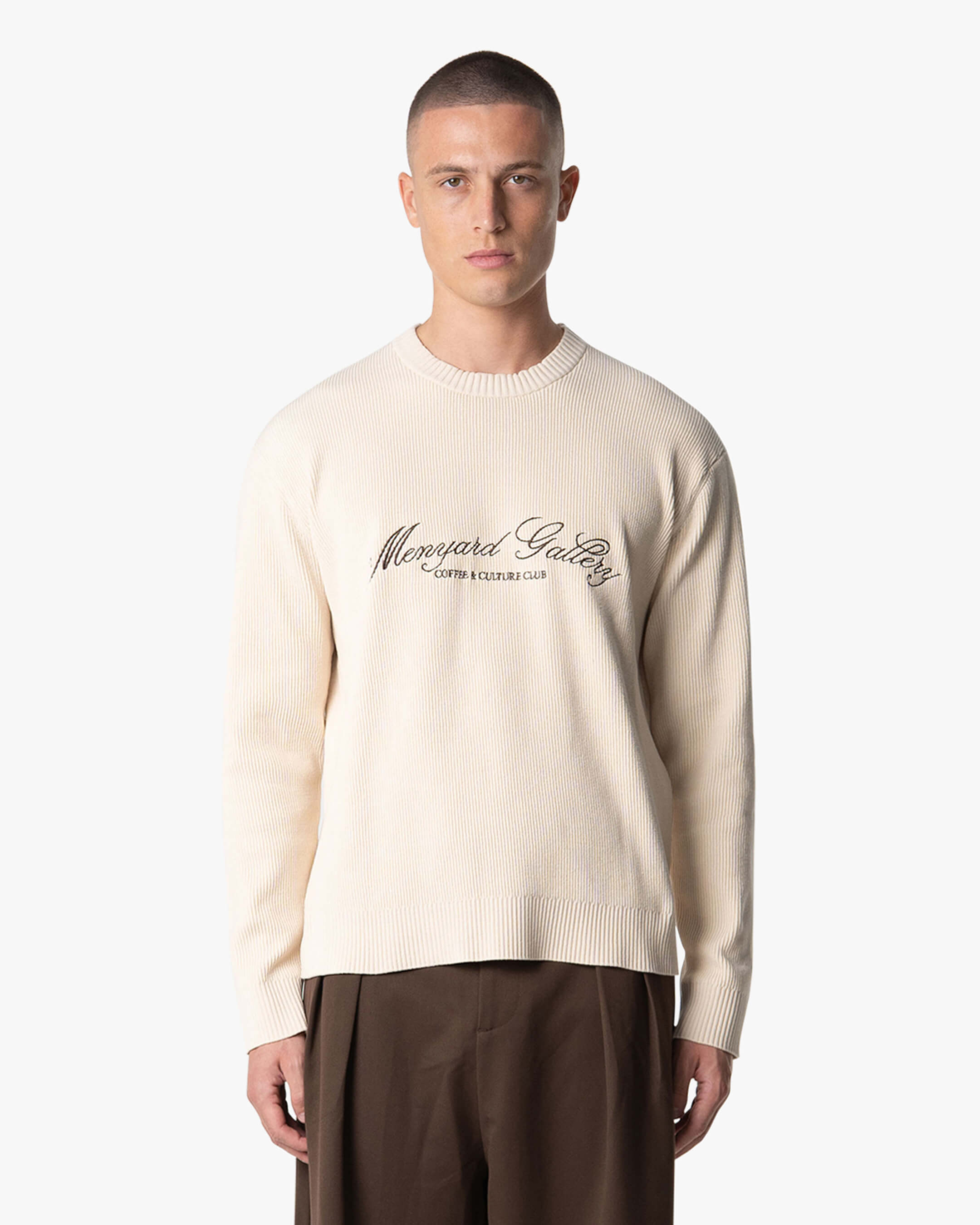 Kultur-Strickpullover mit Rundhalsausschnitt