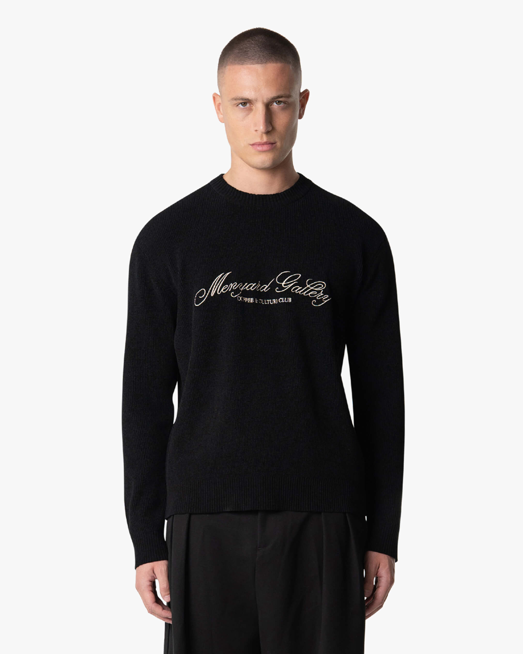 Kultur-Strickpullover mit Rundhalsausschnitt