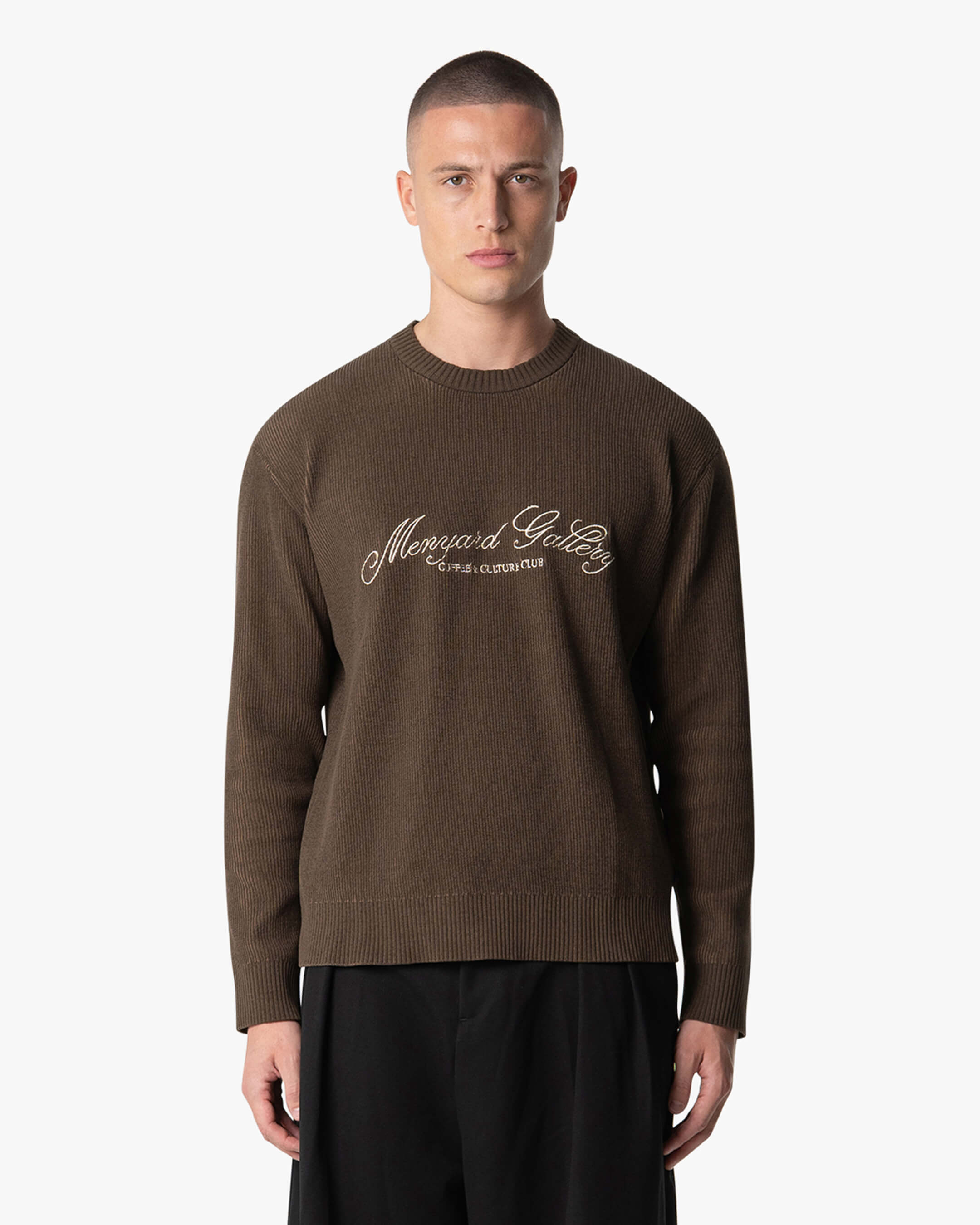 Kultur-Strickpullover mit Rundhalsausschnitt