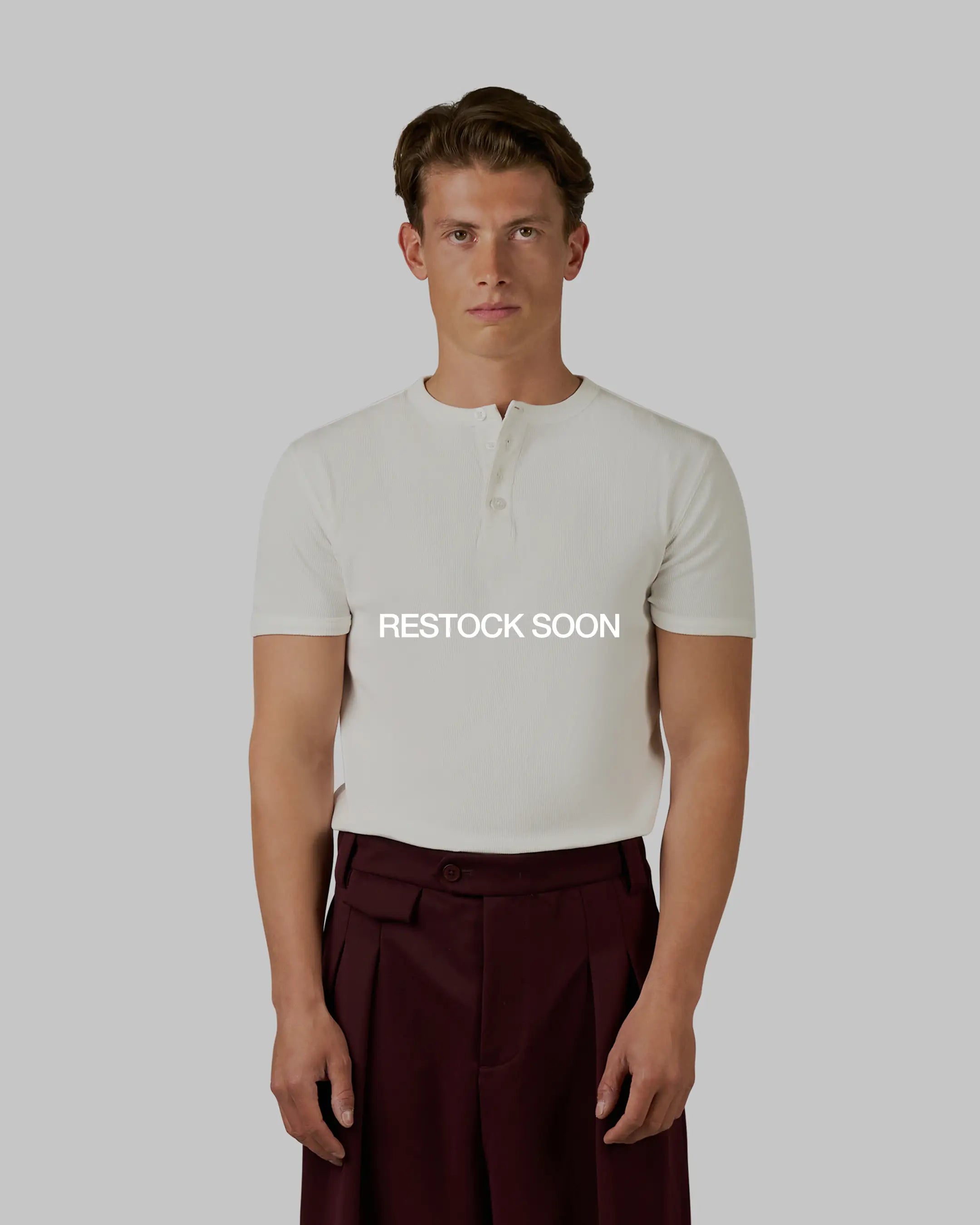 Mougins Ribbed Henley T-Shirt | White