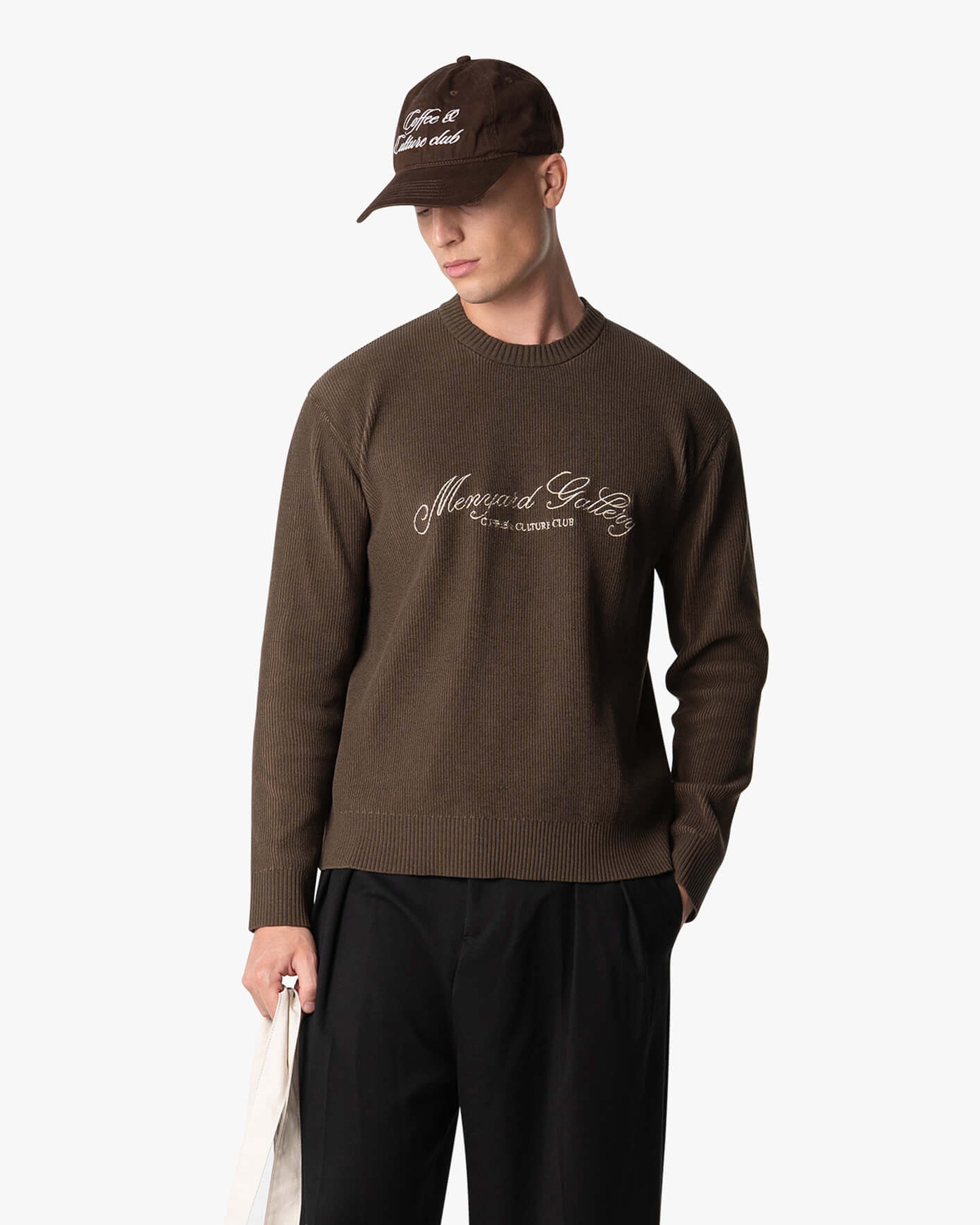 Kultur-Strickpullover mit Rundhalsausschnitt