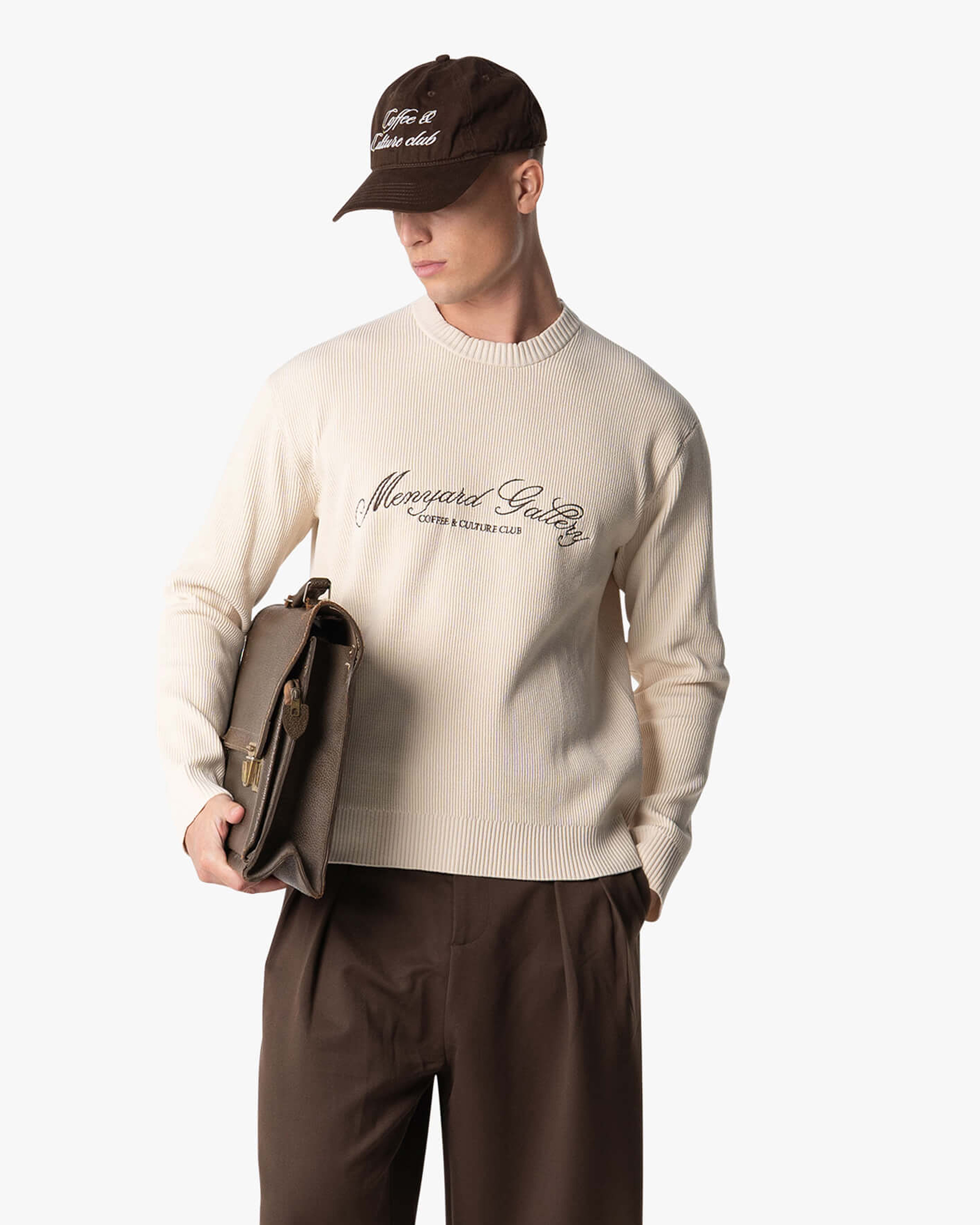 Kultur-Strickpullover mit Rundhalsausschnitt