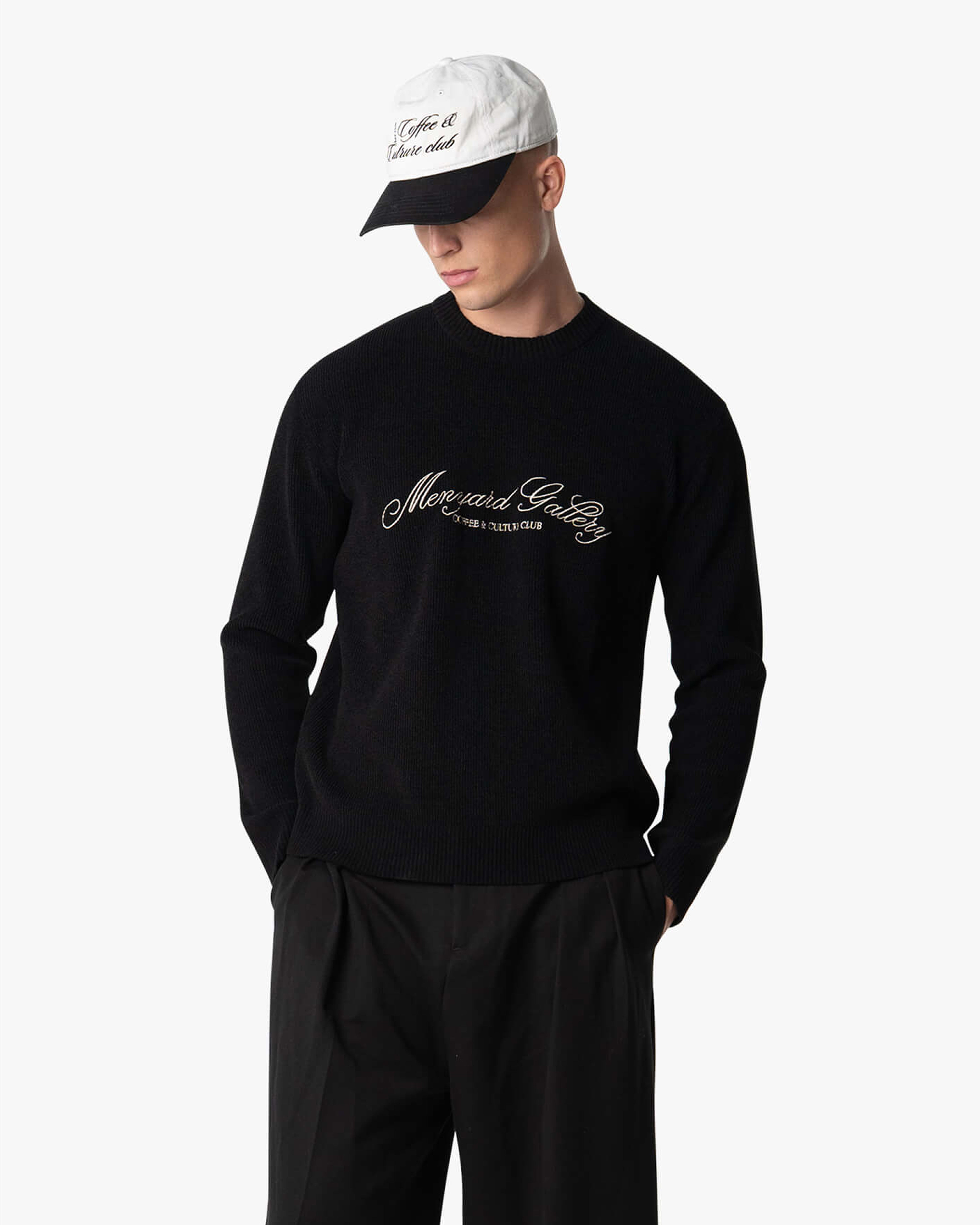 Kultur-Strickpullover mit Rundhalsausschnitt