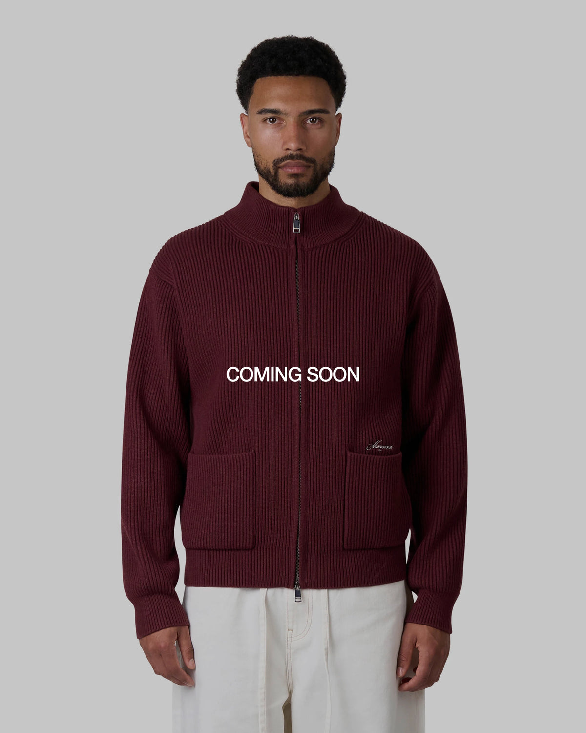 Giacca Heavy Knitted Zip-Up Cardigan | Burgundy