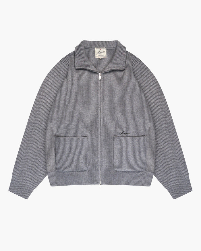 Giacca Heavy Knitted Zip-Up Cardigan | Grey Melee