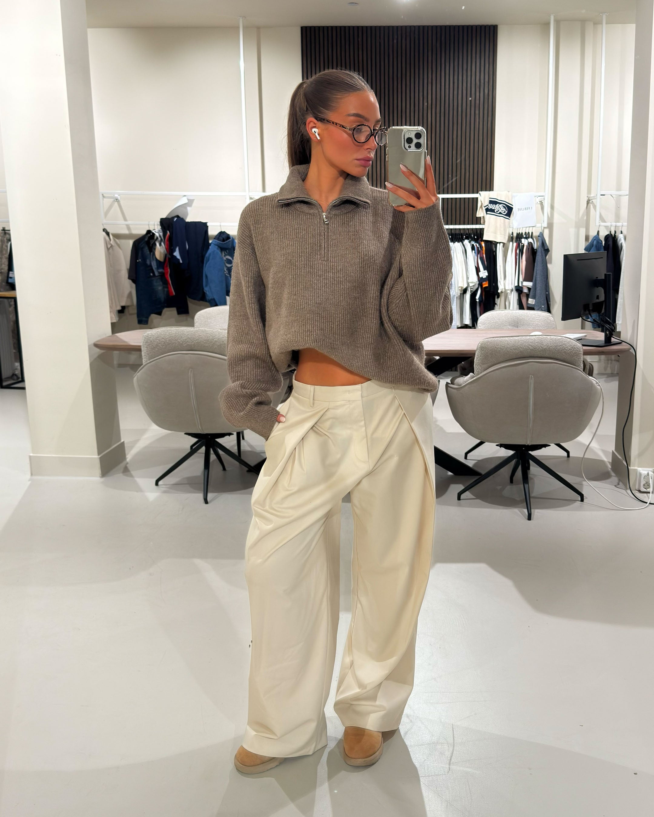 Sontuso Strickpullover mit halbem Reißverschluss