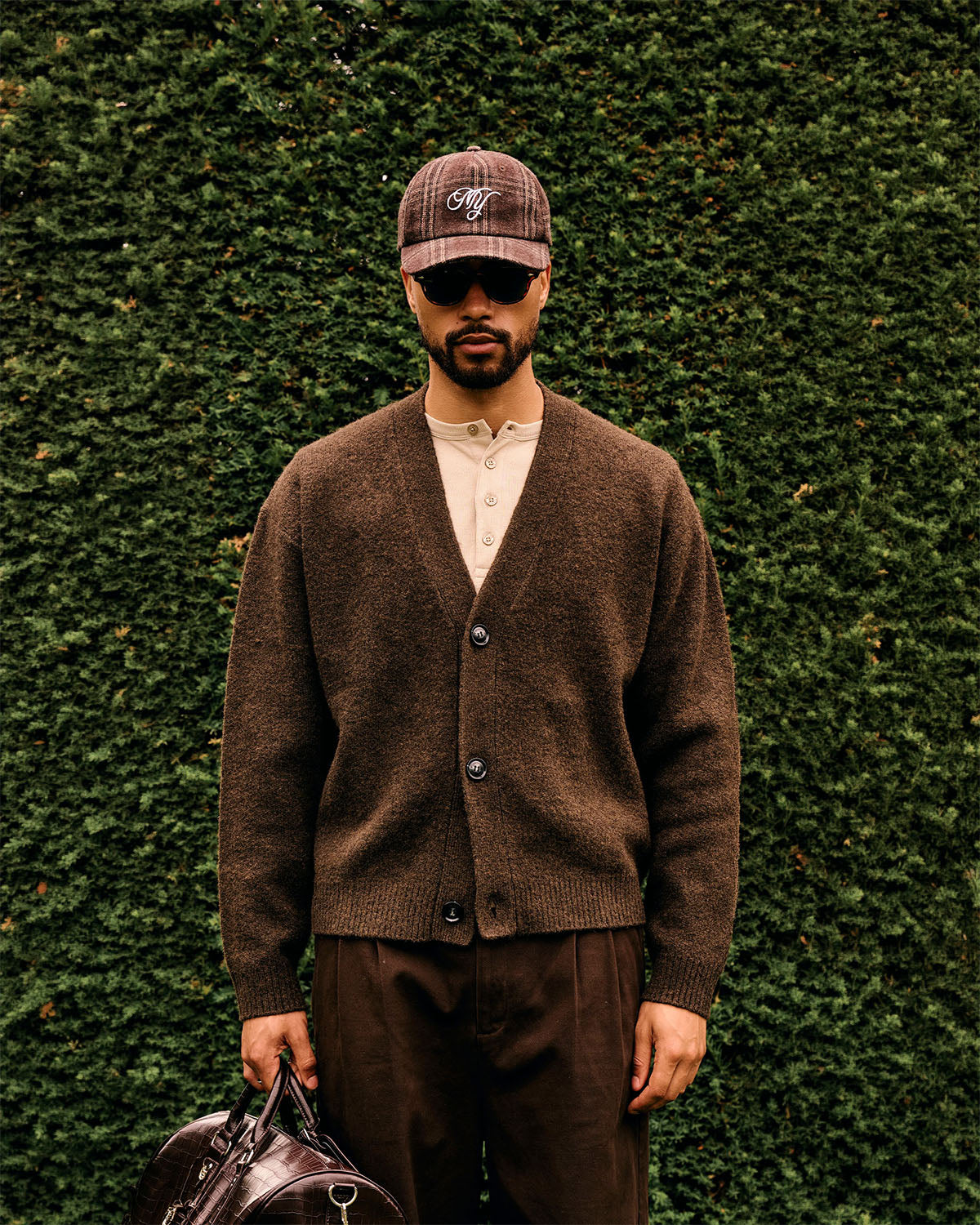 Marea V-Neck Brushed Cardigan | Dark Brown