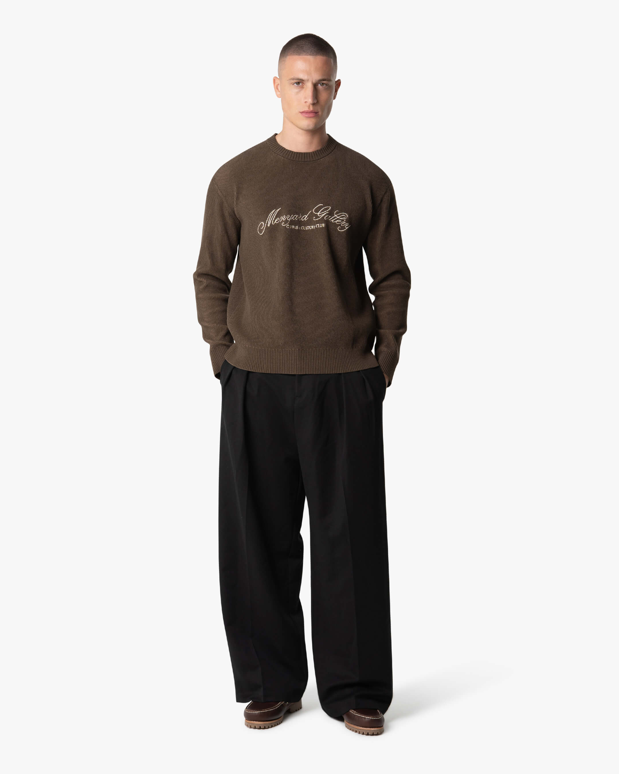 Kultur-Strickpullover mit Rundhalsausschnitt