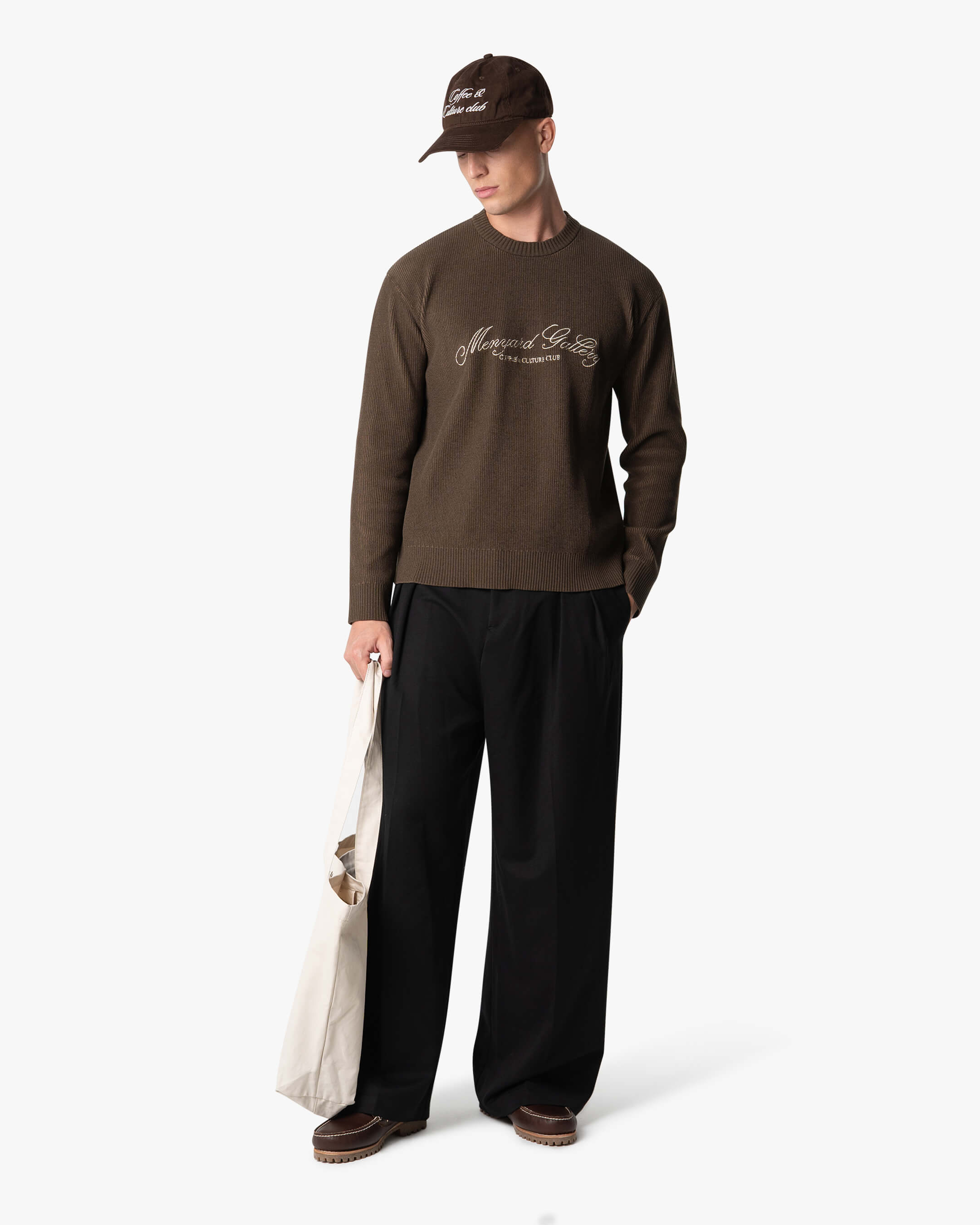 Kultur-Strickpullover mit Rundhalsausschnitt