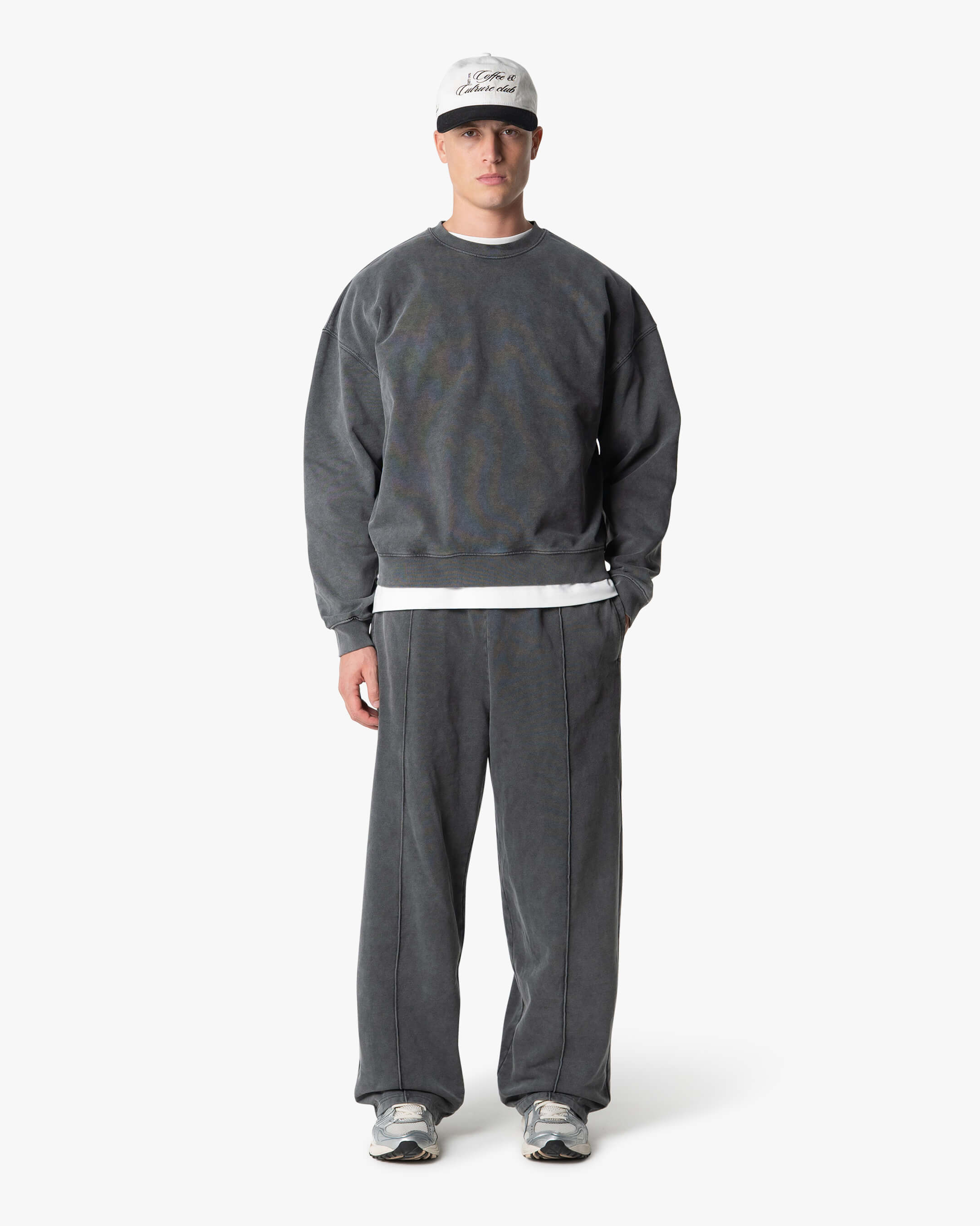 Acid Wash Übergroßer Pullover
