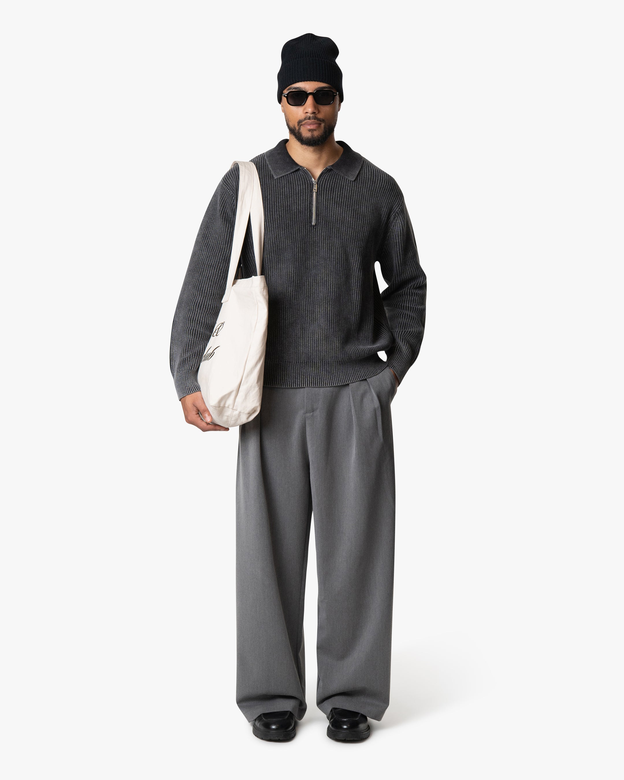 Orazio Baumwollstrickpullover mit halbem Reißverschluss 