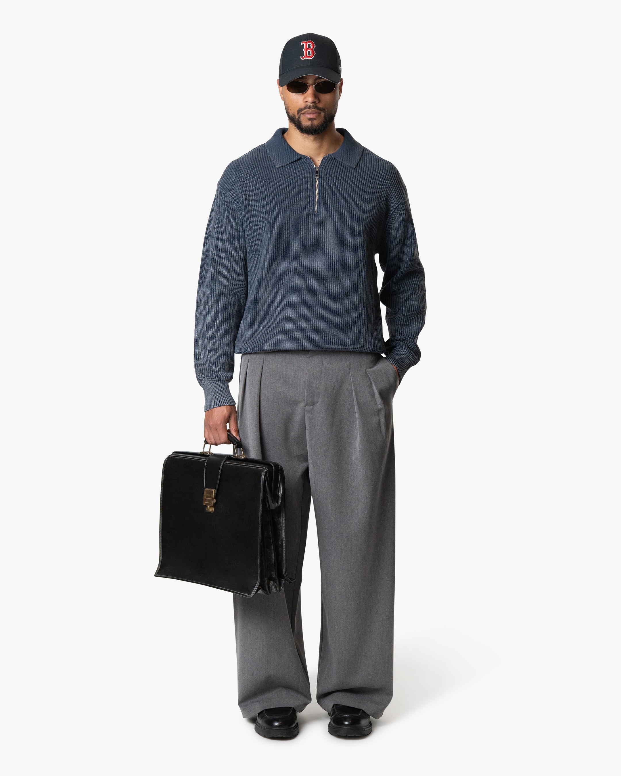Orazio Baumwollstrickpullover mit halbem Reißverschluss 