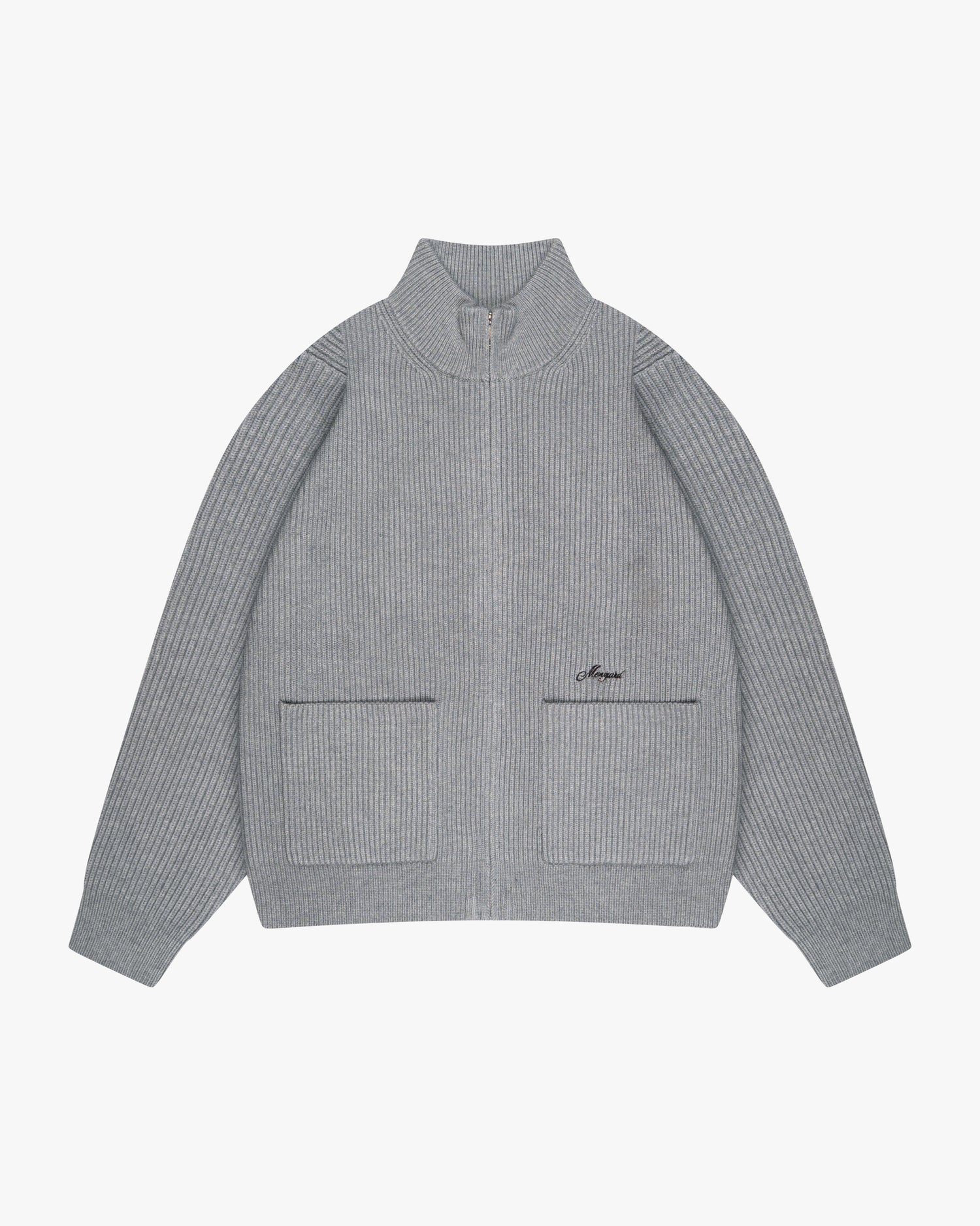 Giacca Heavy Knitted Zip-Up Cardigan | Grey Melee
