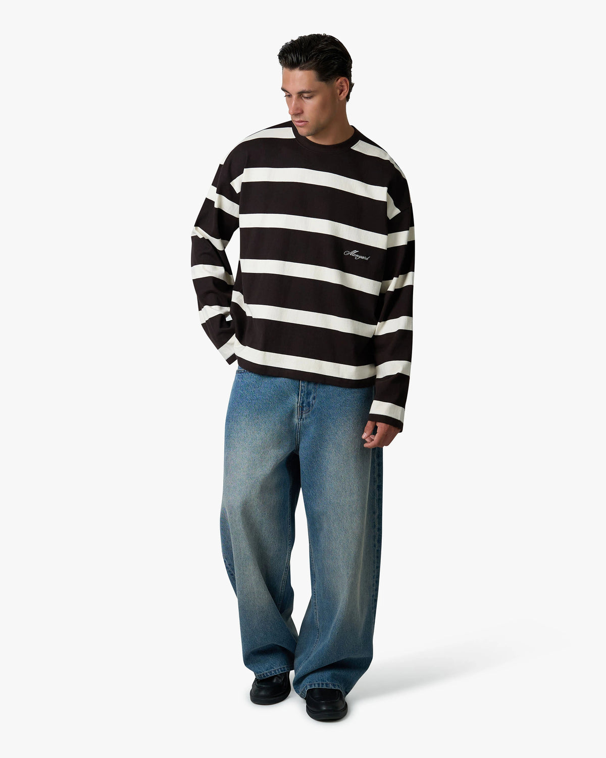 Striped Boxy Longsleeve | Ecru/Dark Brown
