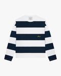 flatylay navy white striped boxy longsleeve