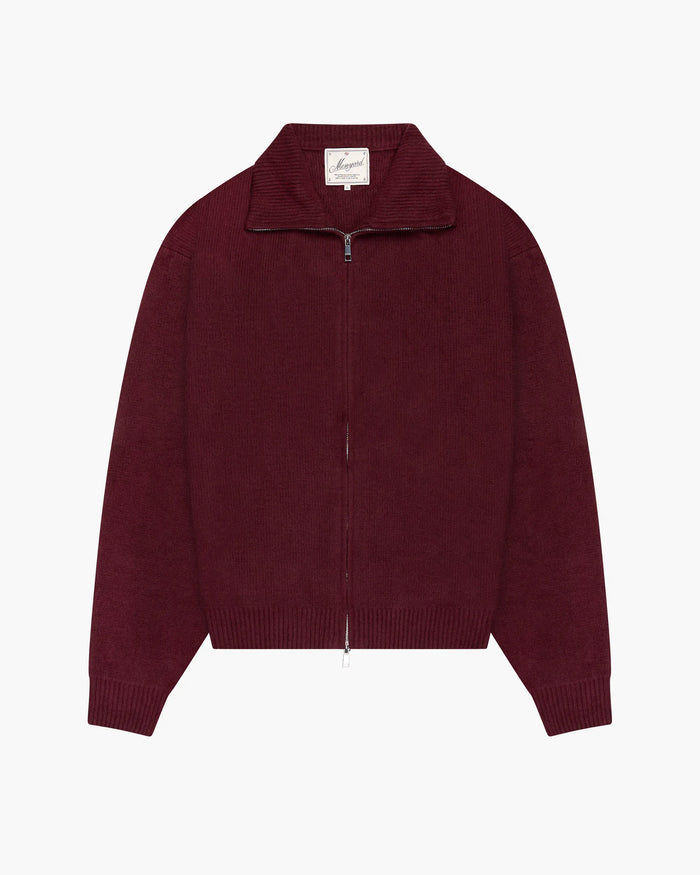 Ventura Cotton Zip-Up Cardigan | Burgundy