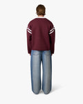 Badge V-Neck Knit | Burgundy