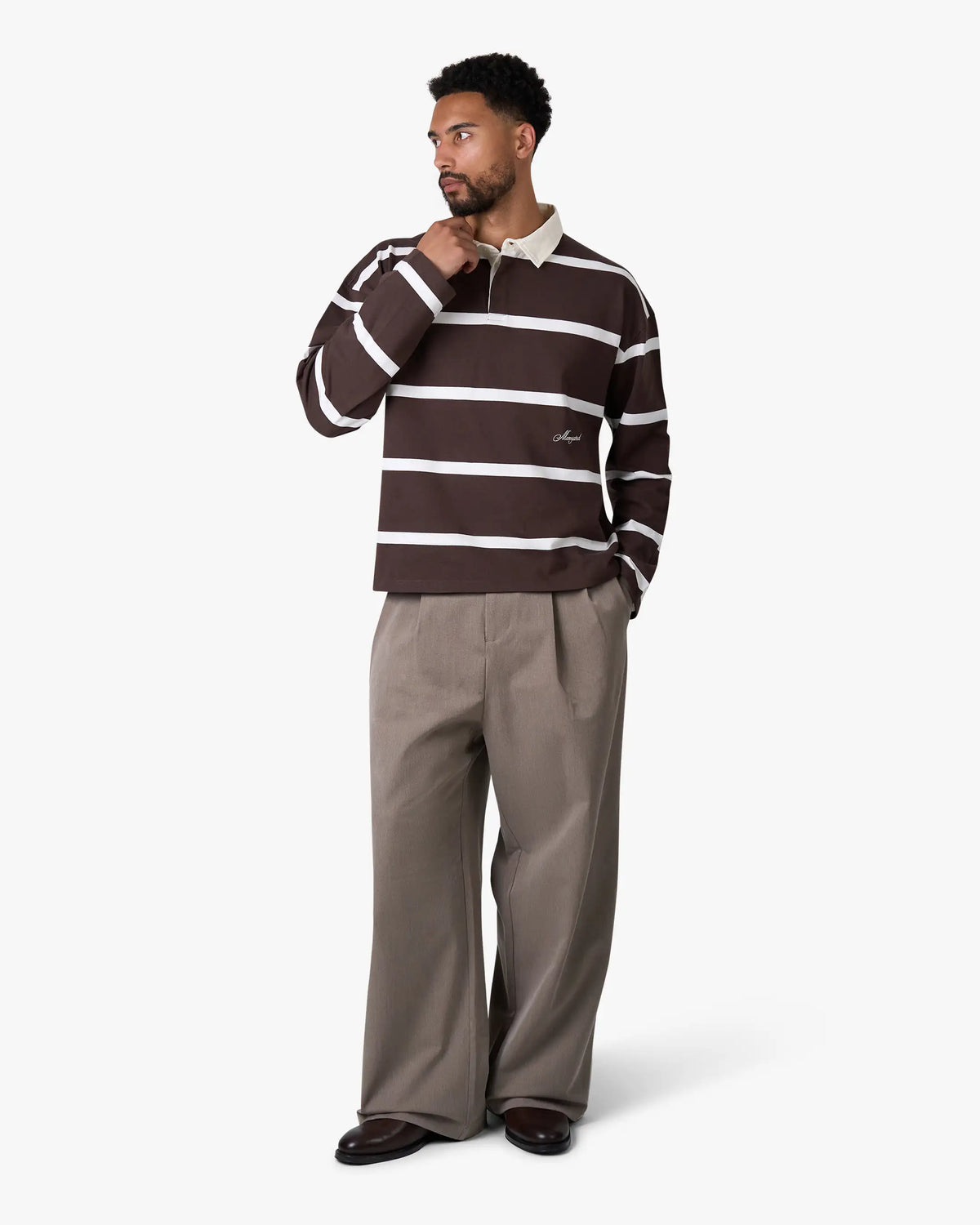 Broker Longsleeve Polo | Brown/Ecru