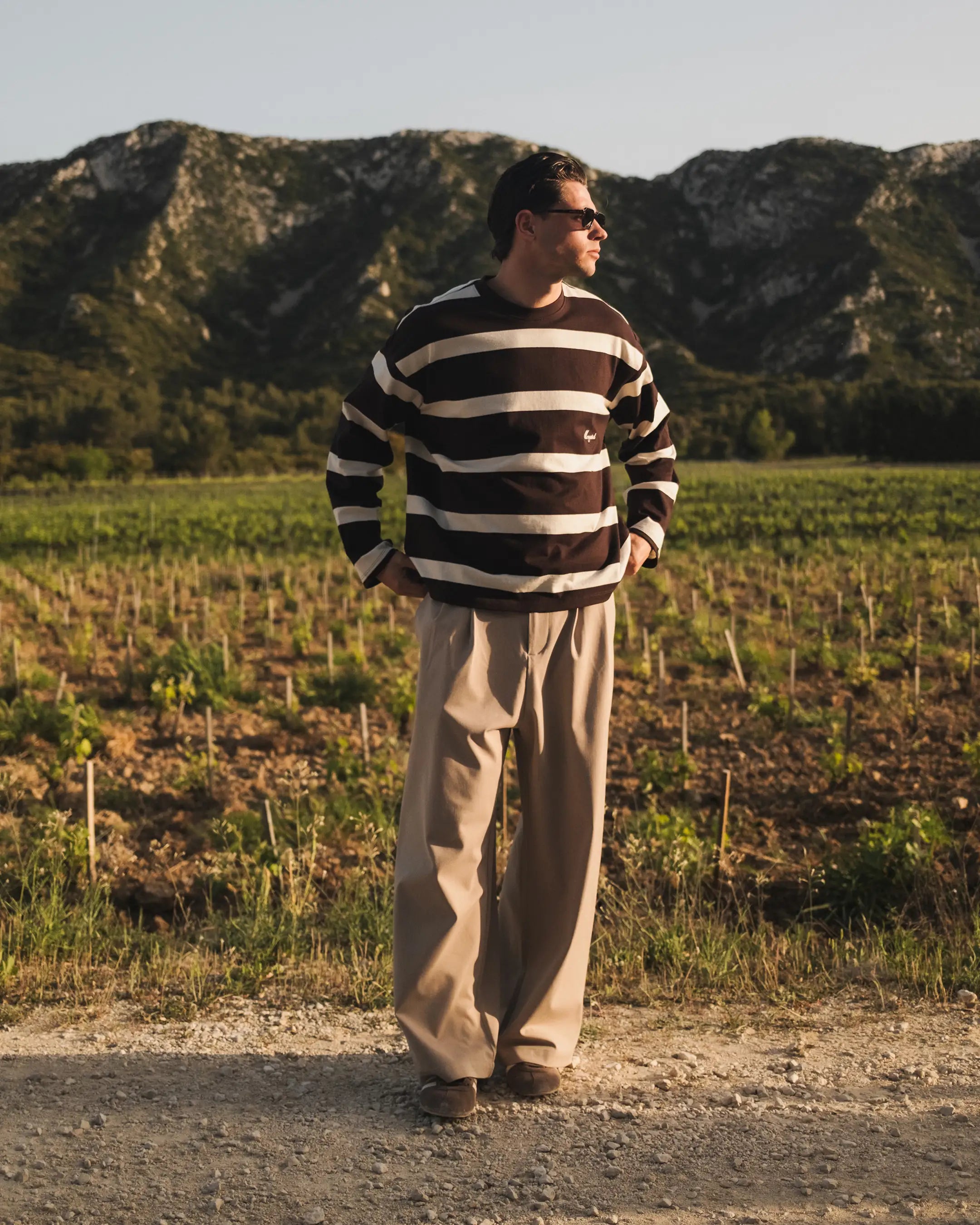 Striped Boxy Longsleeve | Ecru/Dark Brown