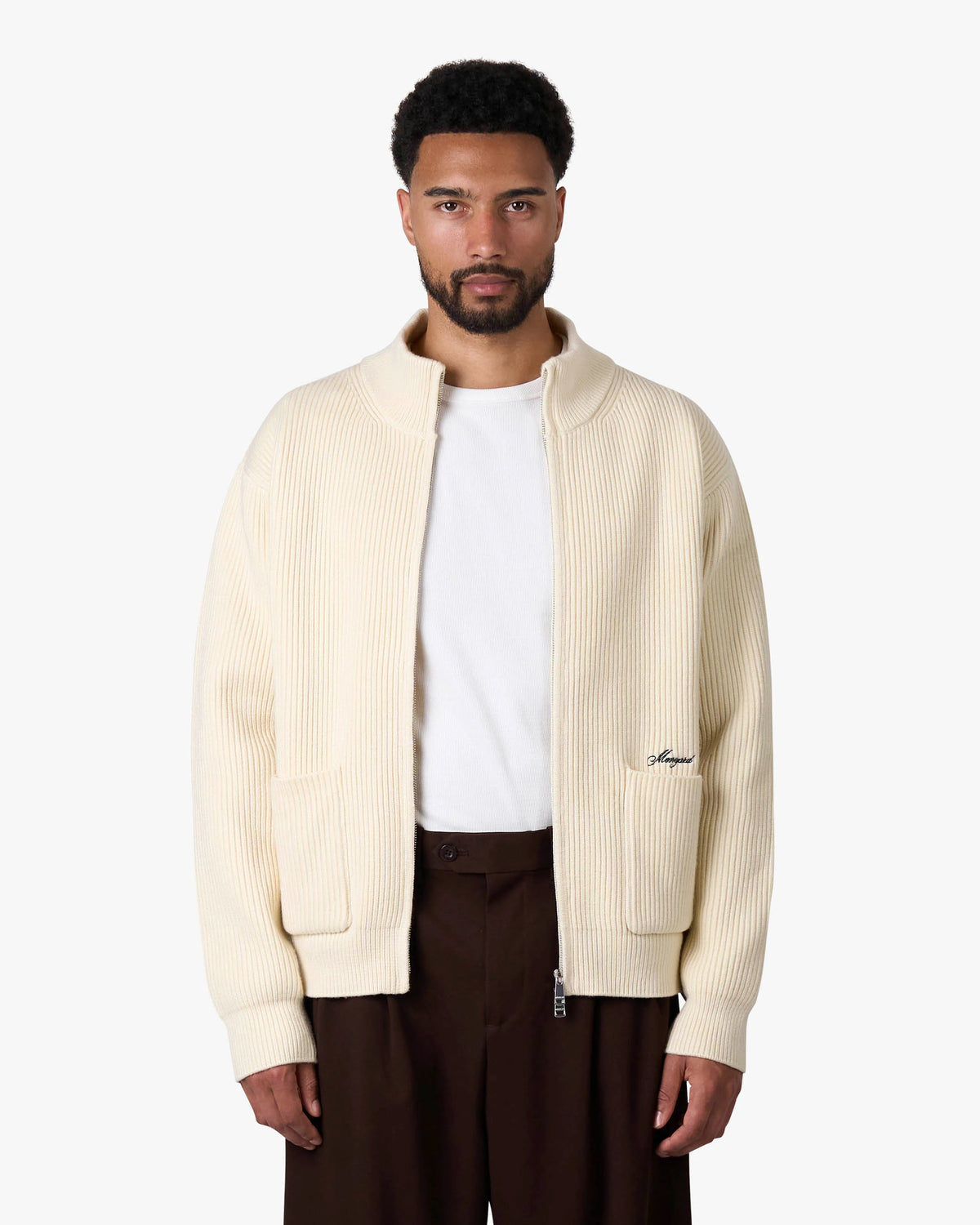 Giacca Heavy Knitted Zip-Up Cardigan | Ecru