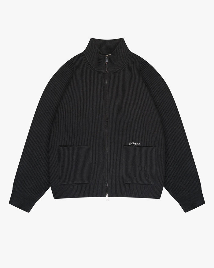 Giacca Heavy Knitted Zip-Up Cardigan | Black