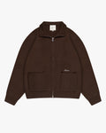 Giacca Heavy Knitted Zip-Up Cardigan | Brown flatlay open