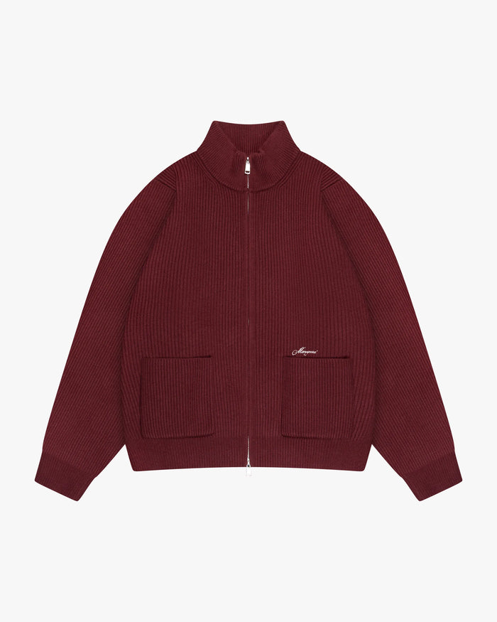 Giacca Heavy Knitted Zip-Up Cardigan | Burgundy