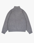 Giacca Heavy Knitted Zip-Up Cardigan | Grey Melee flatlay back