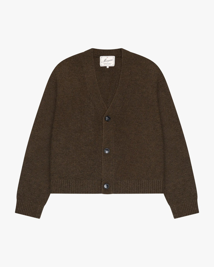 Marea V-Neck Brushed Cardigan | Dark Brown
