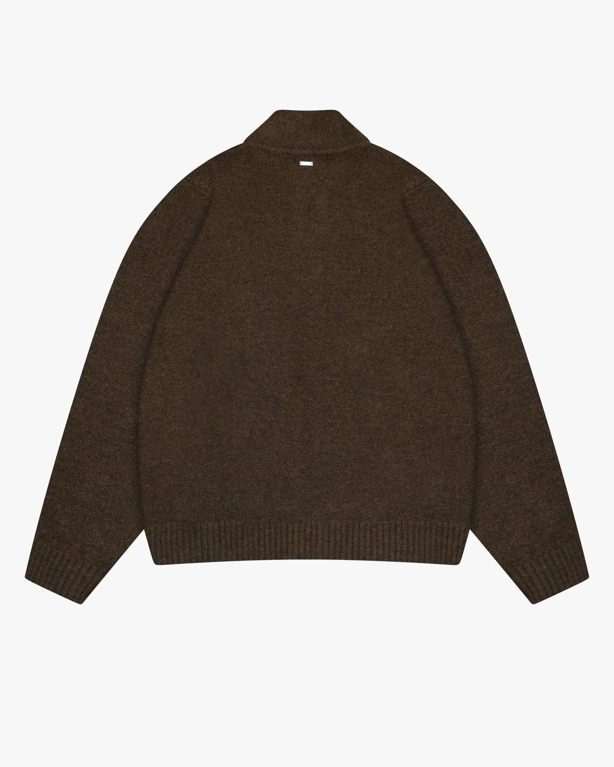 Signore Brushed Zip-Up Cardigan | Brown flatlay back