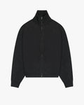 Ventura Cotton Zip-Up Cardigan | Black flatlay open