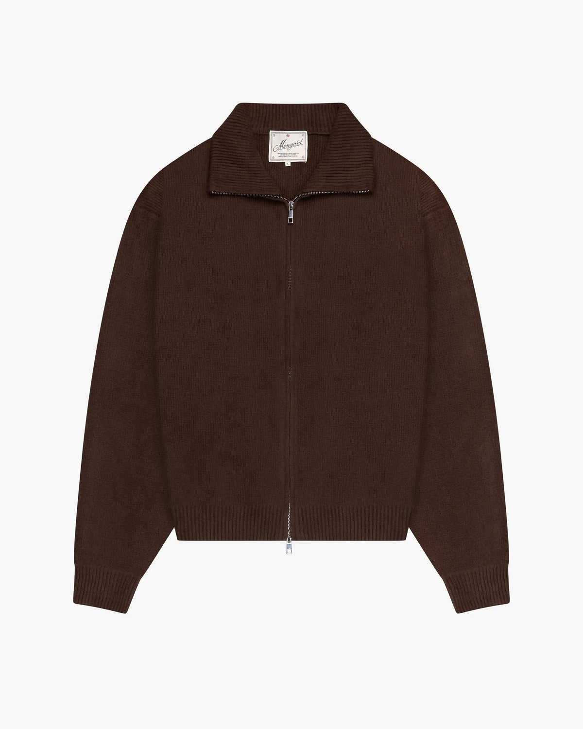 Ventura Cotton Zip-Up Cardigan | Dark Brown flatlay
